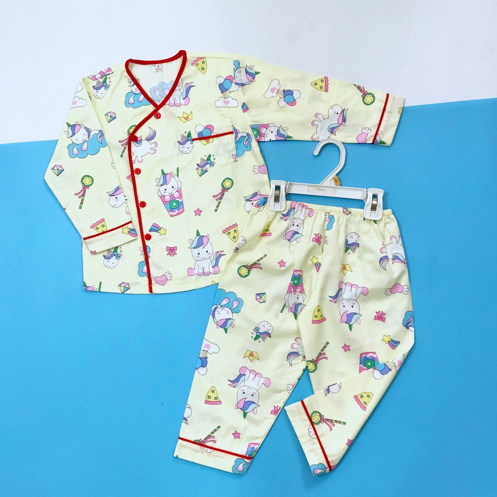 Pijama dài cho bé vải cotton mềm mịn hút mồ hôi - Pony Vàng/ Hồng 10-45kg