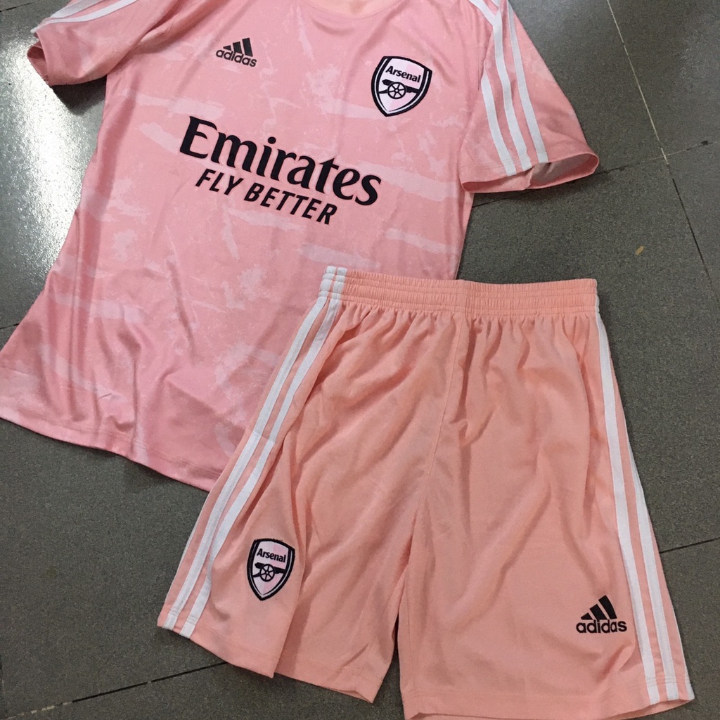 Bộ quần áo đá banh Arsenal hồng training thun mè CV 2021 FLG