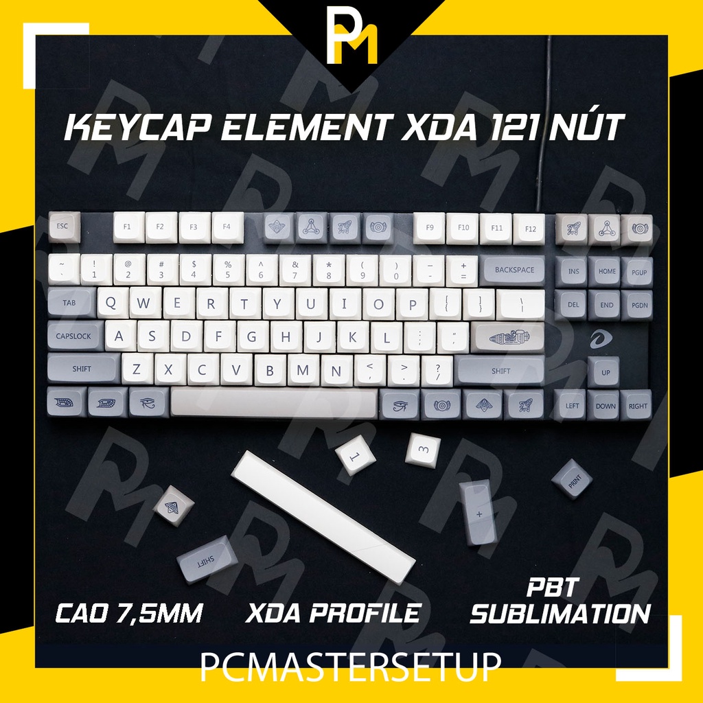 Keycap pbt xda Element nguyên tố 121 phím, nút cho bàn phím cơ của pcmaster
