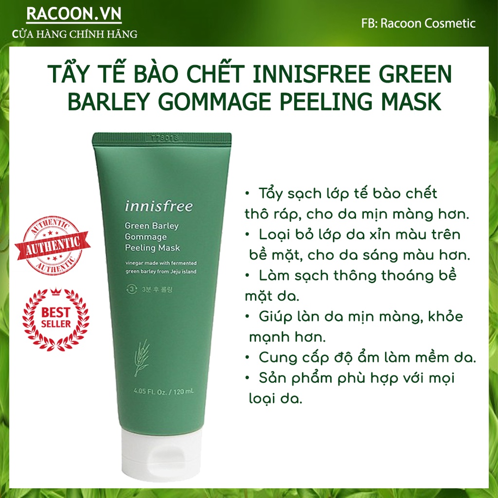 Tẩy Da Bào Chết Lúa Mạch Innisfree Green Barley Gommage Peeling Mask 120ml