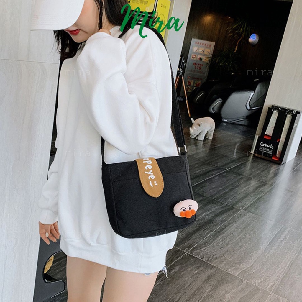 Túi Xách Nữ Đeo Chéo Tote Canvas Đựng Điênh Thoại Đi Chơi Kèm Ghim Phong Cách Nhật Bản MIRA-TV58012