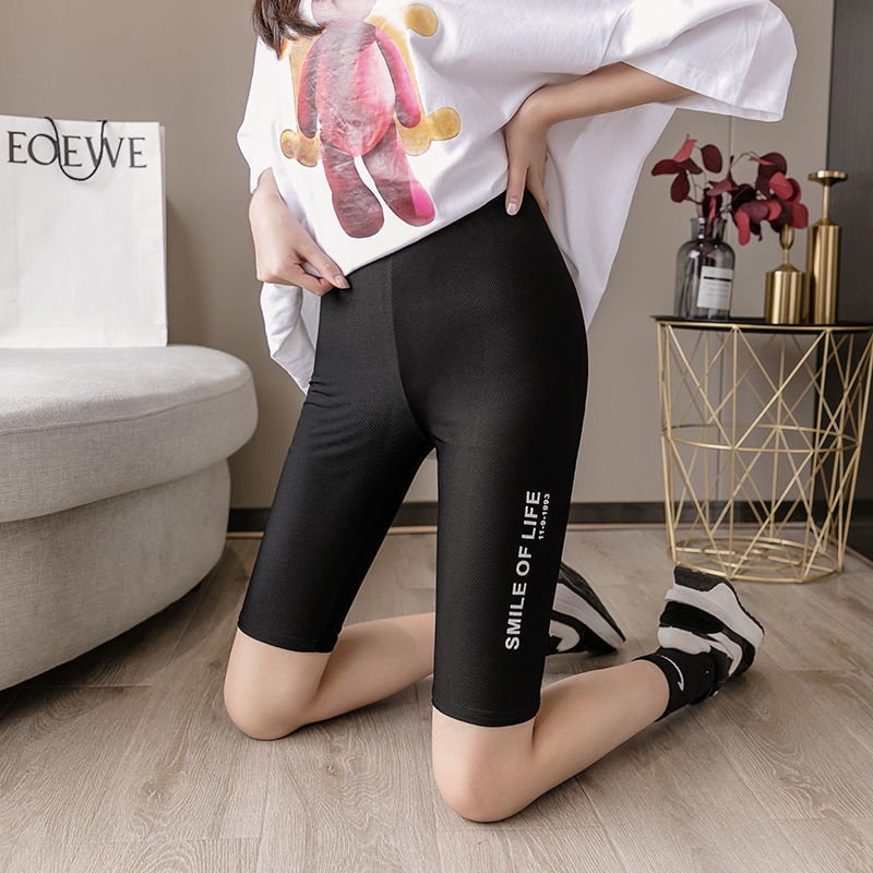 Quần Legging Ngắn Lưng Cao Bằng Lụa Mát Thời Trang Cho Nữ