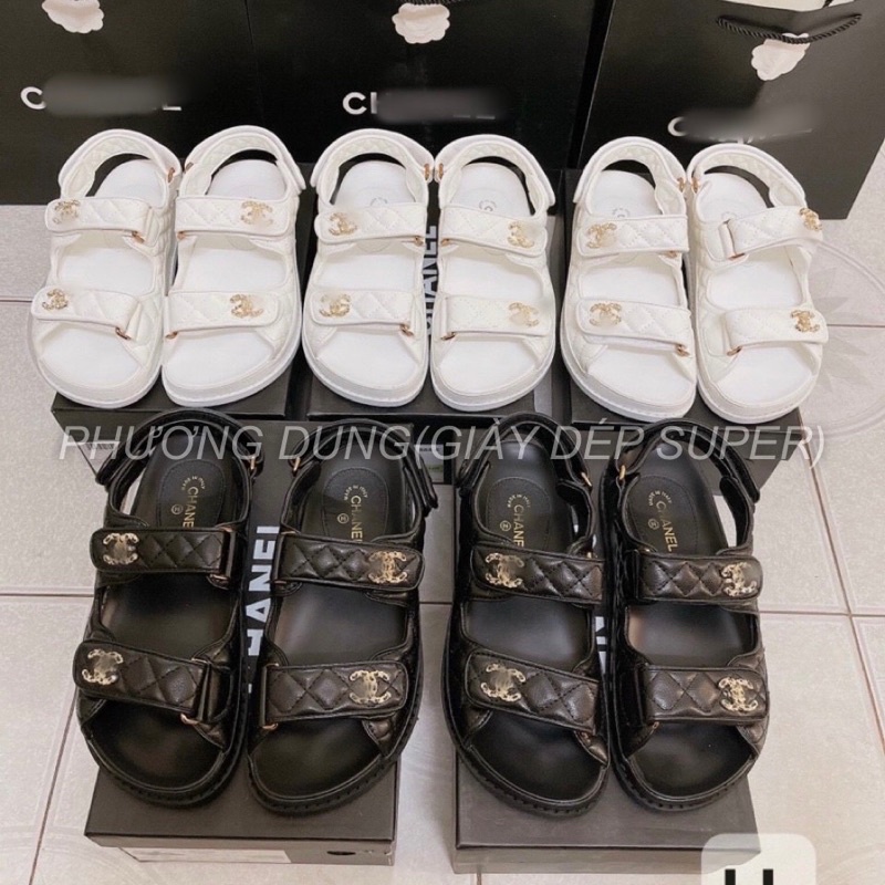 Sandal nữ, sandal Cn Quai Ngang Trần Chỉ Super fullbox bill túi giấy