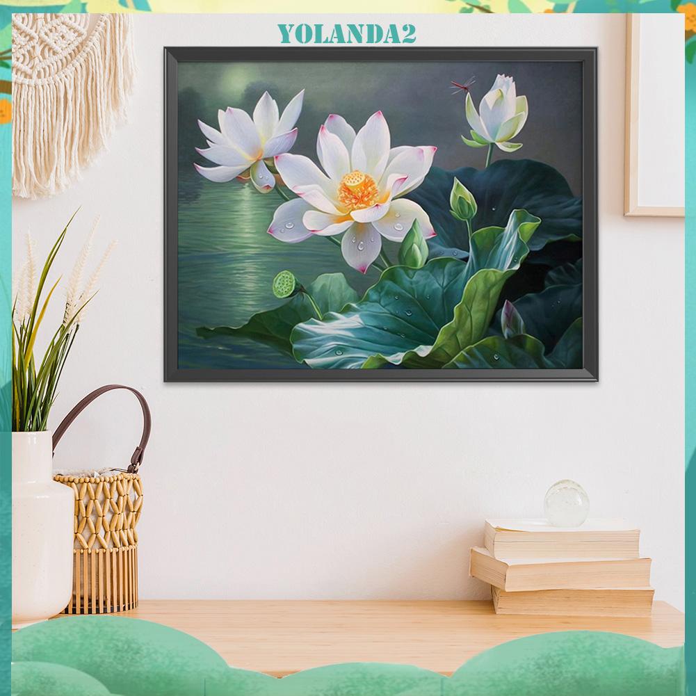 Tranh Thêu Chữ Thập Hình Hoa Sen 11ct 50x40cm