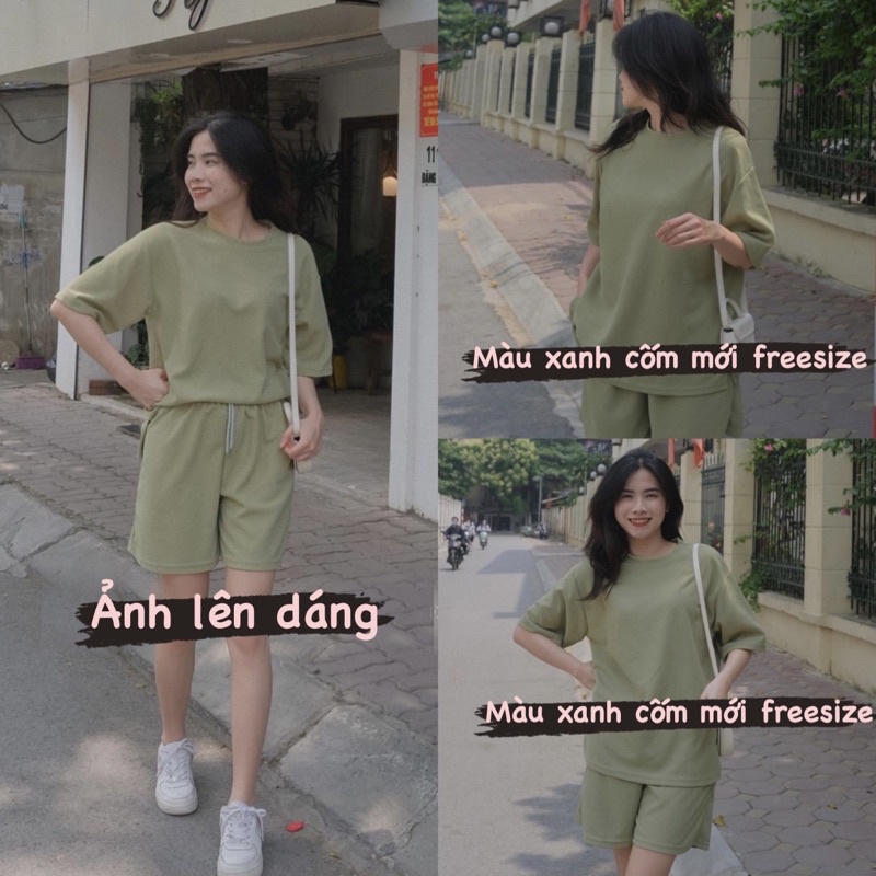 Set đồ dáng rộng gồm áo phông oversize và quần cạp chun thoải mái Aimee closet