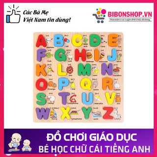 Đồ Chơi Giáo Dục Bảng Học Chữ Cái Nổi In Hoa Song Ngữ Bằng Gỗ Giúp Bé Học Tiếng Anh