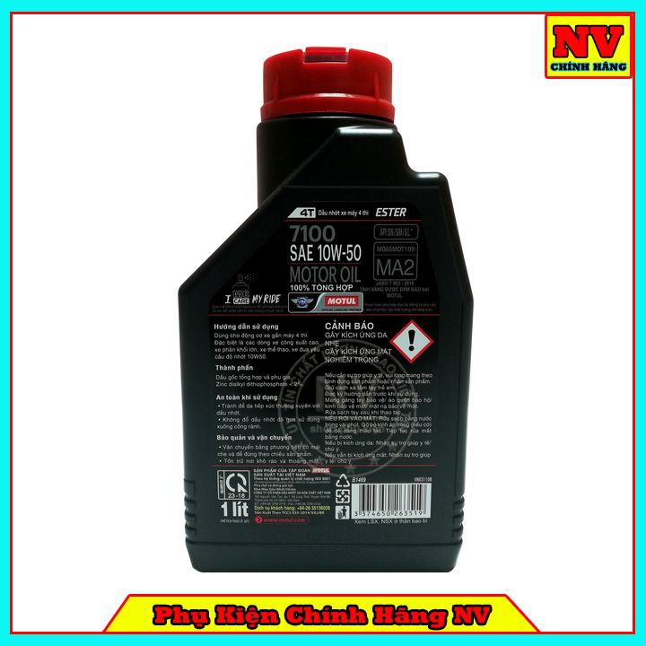 Nhớt Motul 7100 4T 10W50 1L Cho Xe Số