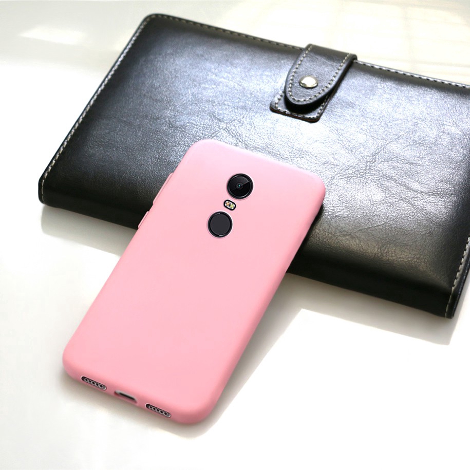 Ốp điện thoại silicon màu kẹo trơn chống sốc mặt nhám cho Xiaomi Redmi 5 Plus