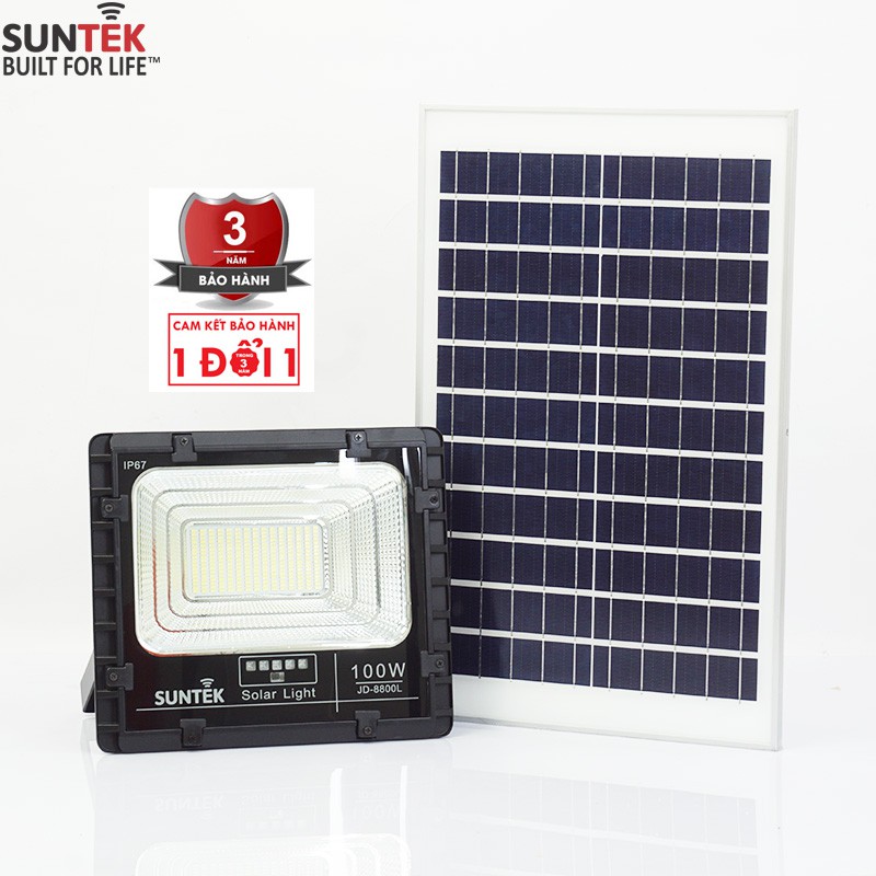 Đèn Pha Năng Lượng Mặt Trời SUNTEK LED Solar Light JD-8800 100W - Hàng Chính Hãng - Bảo hành 3 năm 1 đổi 1