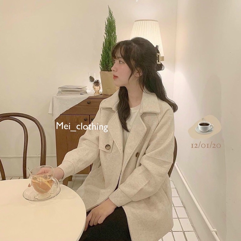 [Ảnh thật/video] Áo mangto dạ kèm đai phong cách Hàn Quốc/Áo khoác nữ thanh lịch