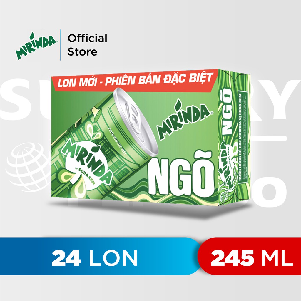 [HỎA TỐC-HN]Thùng 24 Lon Nước Giải Khát Mirinda Soda Kem phiên bản &quot;NGÕ&quot; đặc biệt (245ml/lon)