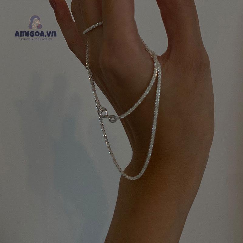 Vòng cổ Bạc 925 Lấp Lánh Đơn Giản Không Phai Màu