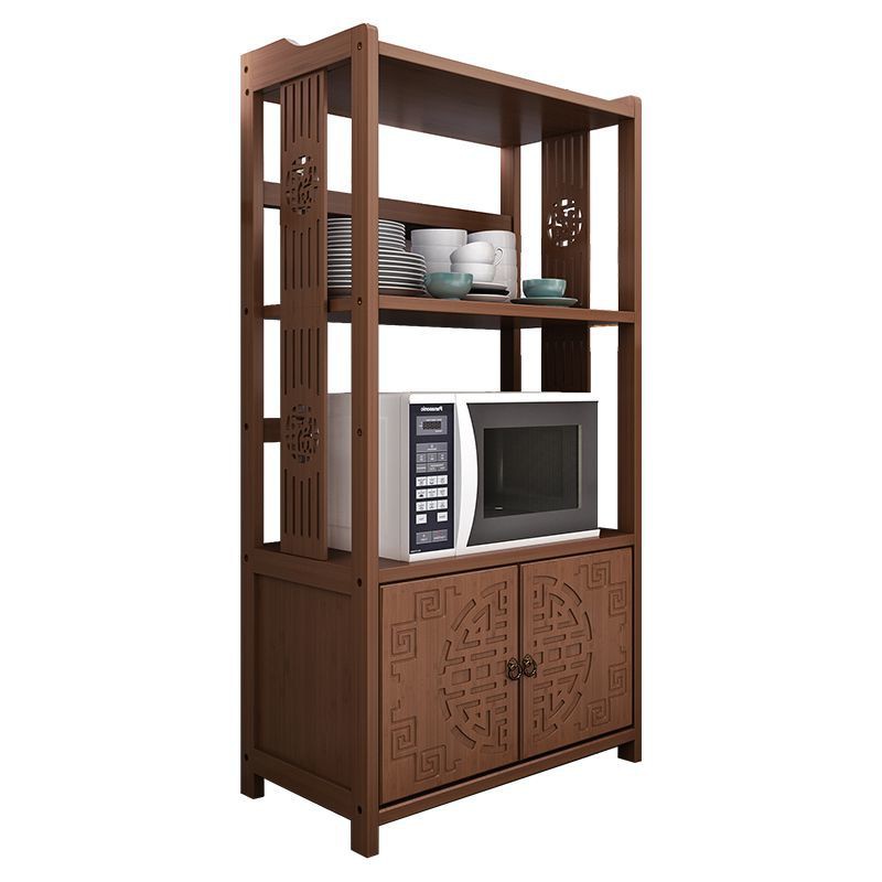 Kệ bếp sàn nhiều tầng giá đựng bát đĩa bằng tre tủ lò vi sóng gỗ nguyên tấm nướng