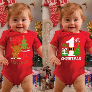 Giáng Sinh Đầu Tiên Của Tôi Cho Bé Đỏ Cotton Áo liền quần Giáng Sinh Áo liền quần Unisex Body Phù Hợp Với Quà Giáng Sinh Vui Vẻ