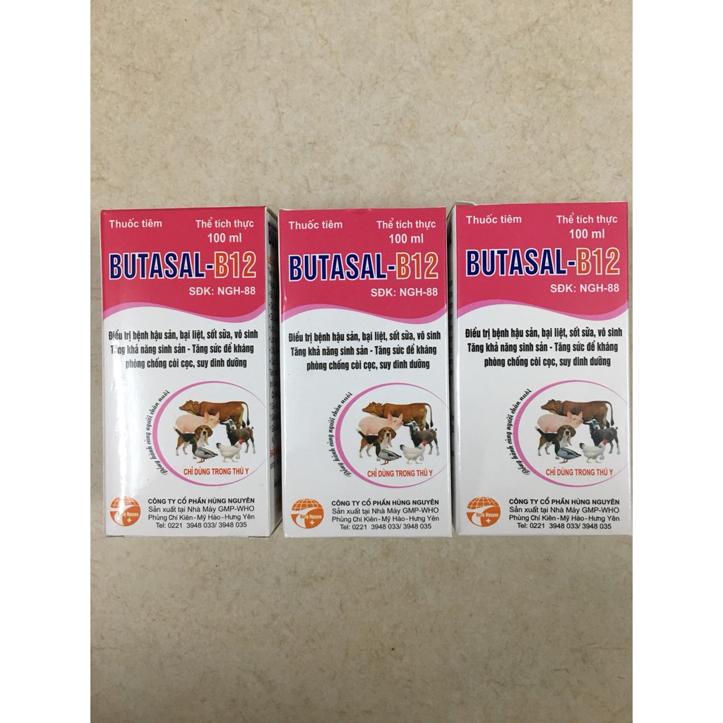 Butasal B12 - tăng sức đề kháng cho vật nuôi (100ml) - chỉ dùng trong thú y