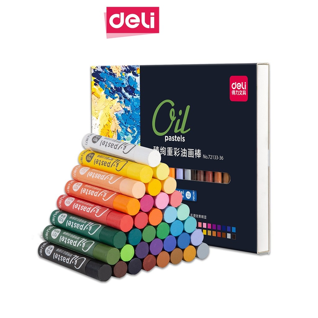 Bút sáp dầu oil pastel cao cấp trang trí sổ tay vẽ tranh tô màu khô vẽ tranh chuyên nghiệp cao cấp học sinh Deli 12/24/3