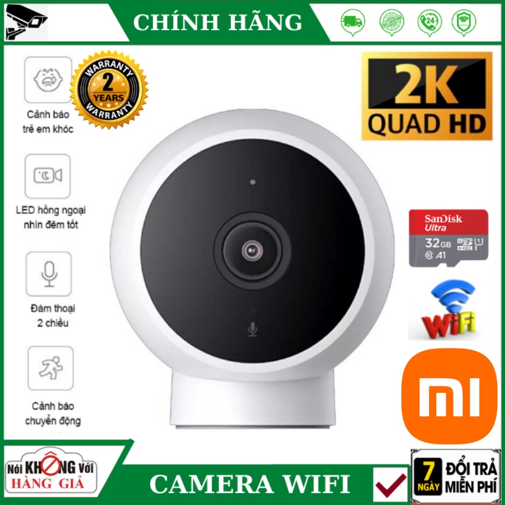 Camera Xiaomi 2K góc rộng kháng nước ip67 trong nhà ngoài trời , đàm thoại 2 chiều , hồng ngoại xem đêm - bảo hành 2 năm