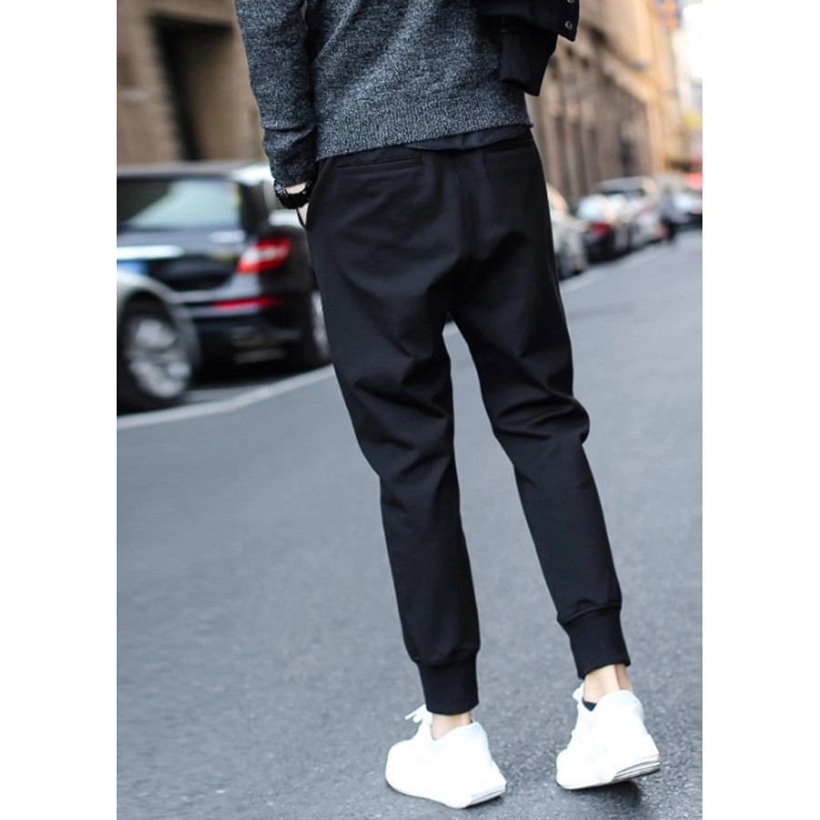 Quần Jogger Nam màu Đen Trơn Mới (Cạp chun dây rút tiện dụng)