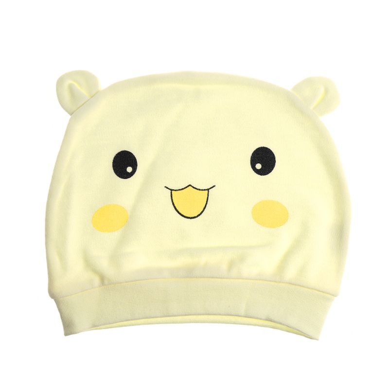 Mũ Beanie Cotton Họa Tiết Mặt Cười Đáng Yêu Cho Bé