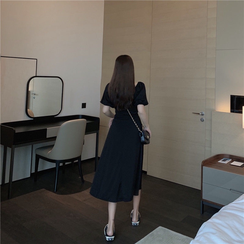 Đầm Giả Hai Mảnh Eo Cao Dáng Chữ A Hở Rốn Phong Cách Hong Kong Cổ Điển Thời Trang Cho Nữ