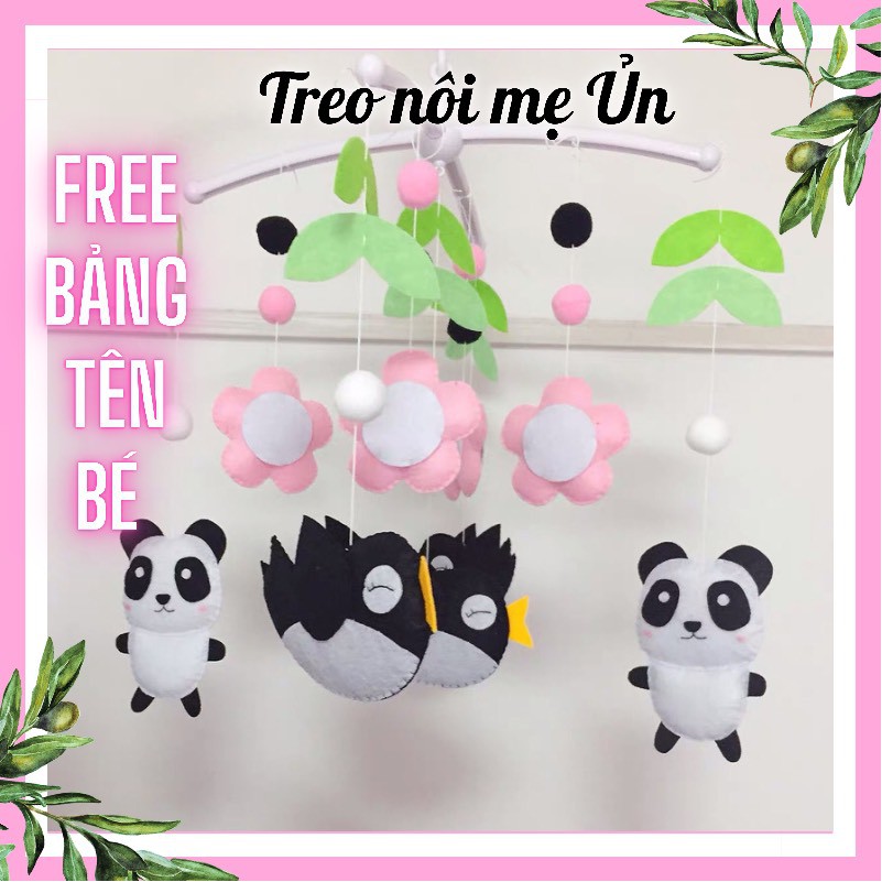 [MẪU MỚI] ☘️ Treo nôi cho bé đen trắng gấu và chim