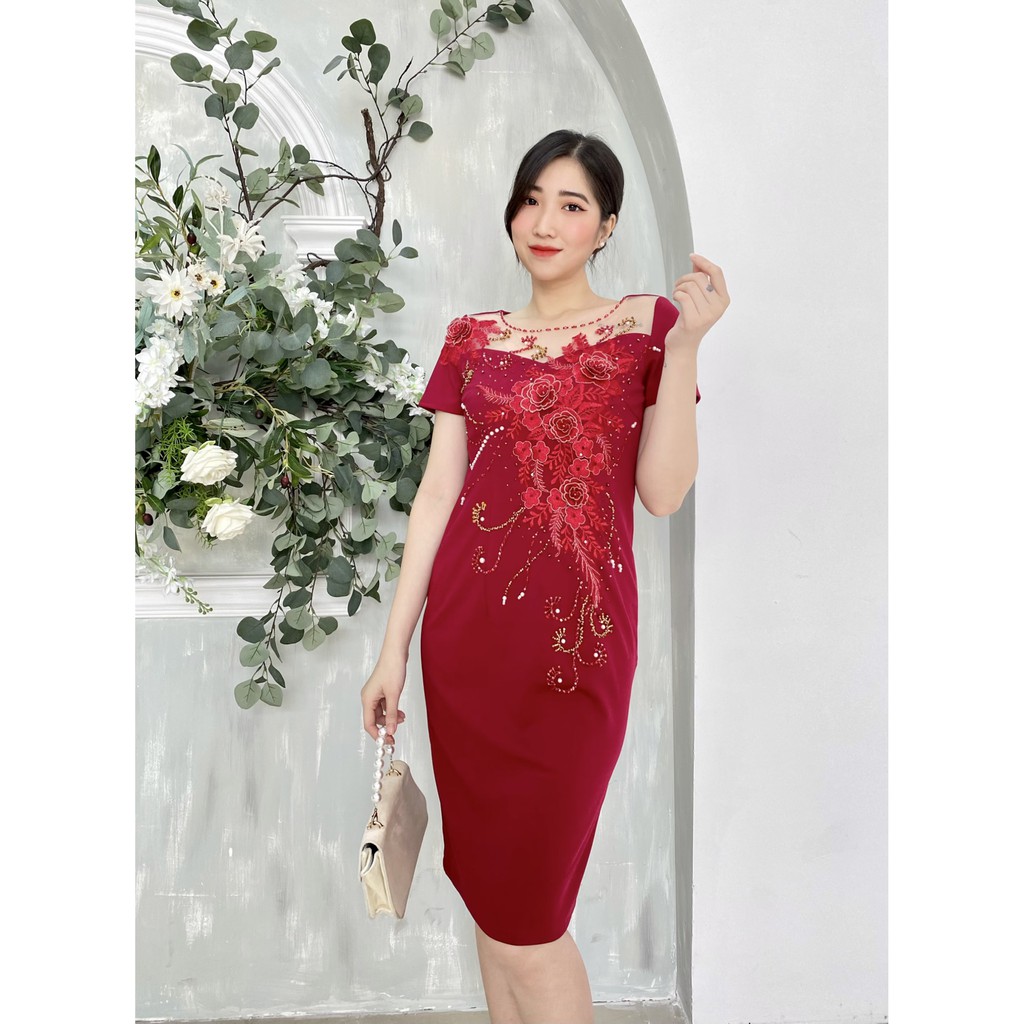 đầm trung niên nữ dự tiệc, thiết kế sang trọng