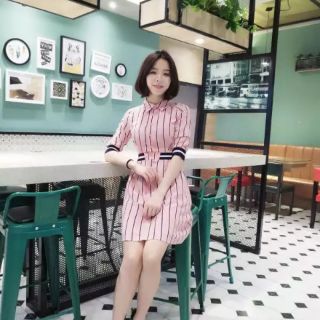(Thanh lý nghỉ bán) Váy kẻ sọc hồng Pinky