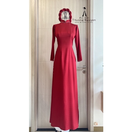 ÁO DÀI VÂN GỖ ĐỎ ĐÔ