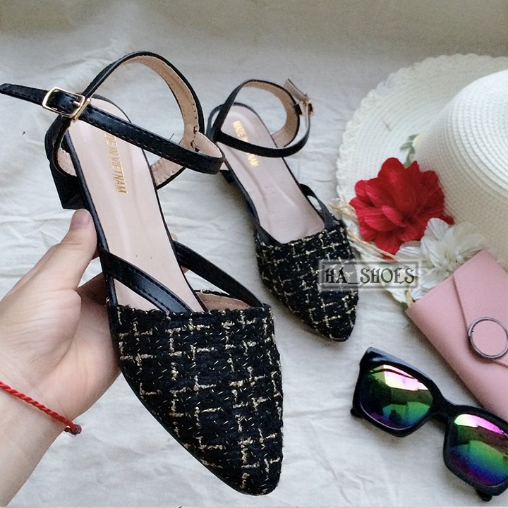 Giày nữ gót 3cm phong cách hàn quốc chất dạ hot 2019