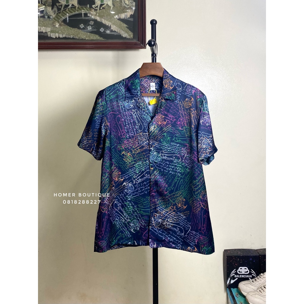Áo sơ mi cộc tay Berluti MultiColor Scritto Silk
