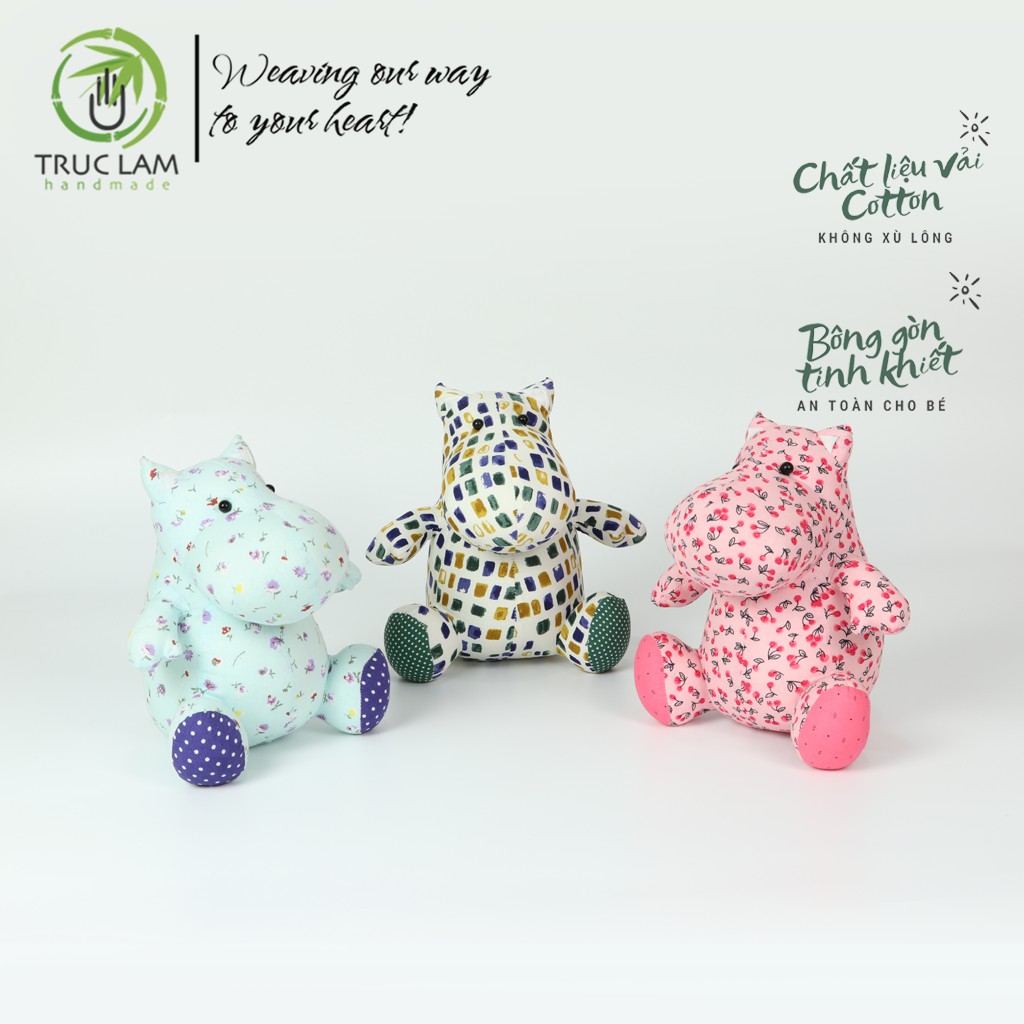 Đồ Chơi Cho Bé Thú Nhồi Bông Hình Con Hà Mã Vải Hoa Bông Gòn Cao Cấp (A) – Trúc Lâm Handmade