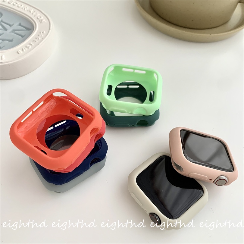 Ốp Silicone Màu Trơn Cho ĐồNg Hồ Thông Minh Series 7 6 SE 5 4 3 2 1 41mm 45mm 44mm 42mm 40mm 38mm