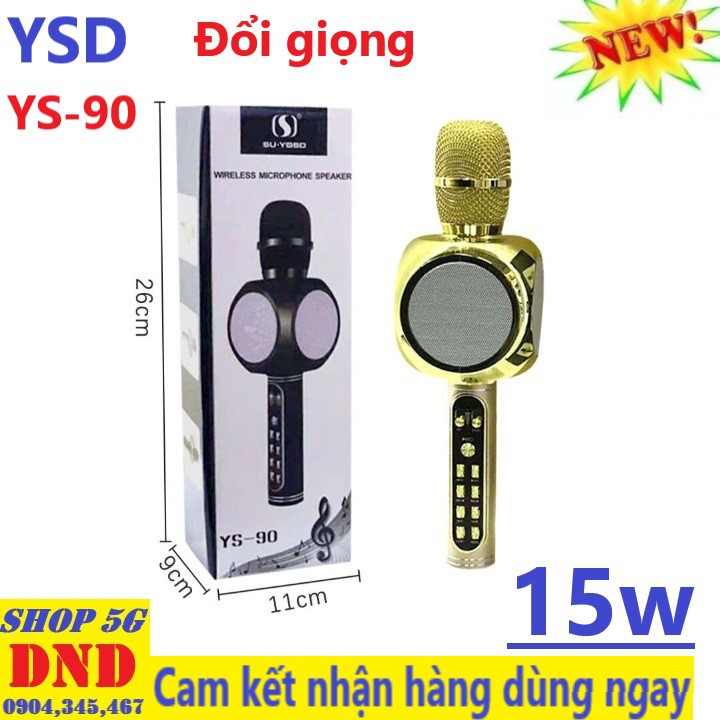 Mic Karaoke YSD YS 90 - Chính hãng, Thế hệ mới nghe lớn, trầm ấm, không rè tiếng khi mở max, bảo hành 12 tháng