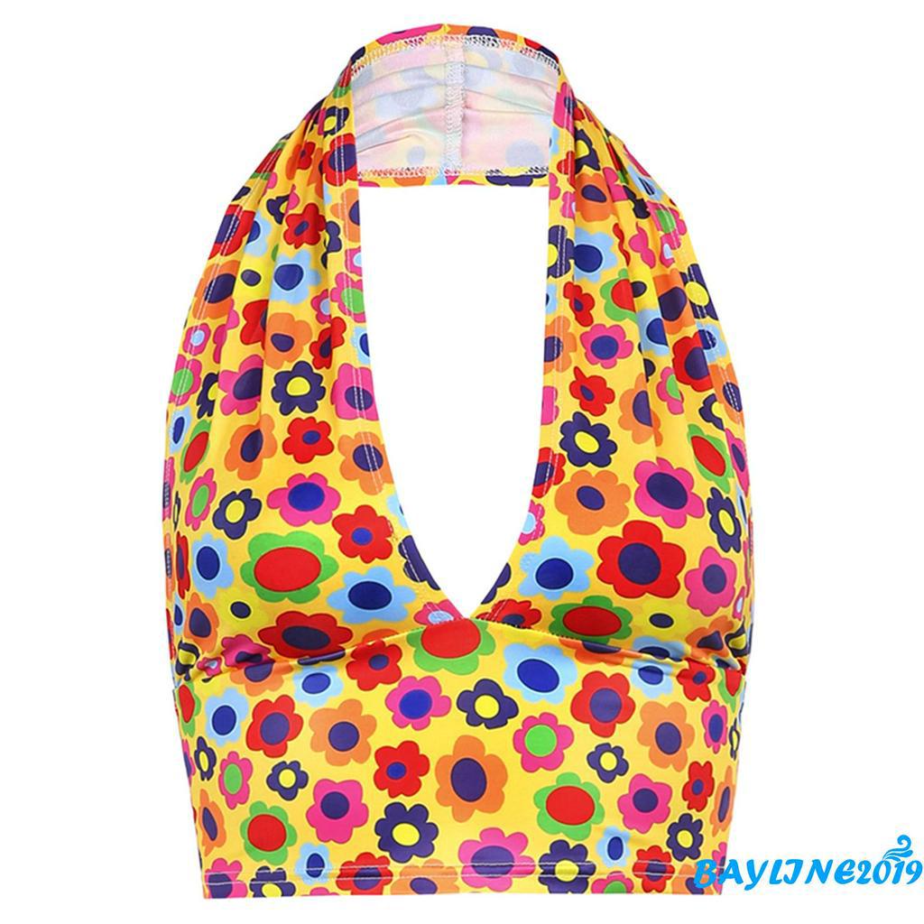 Áo Lửng Hai Dây Họa Tiết Hoa Quyến Rũ Dành Cho Nữ