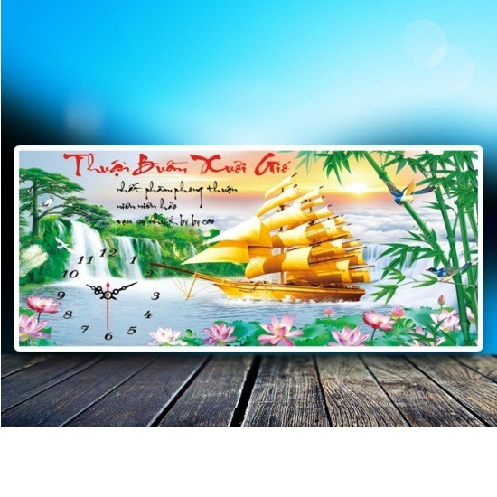 Tranh Đính Đá THUẬN BUỒM XUÔI GIÓ. Kích Thước: 90cm x 50cm