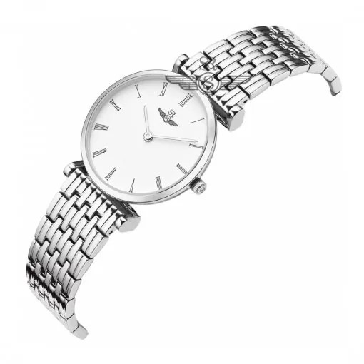 Đồng hồ nữ SRWATCH classic SL8702.1102 Mặt kính sapphire chống trầy nước mạ vàng sáng bóng trên nền trắng tinh tế