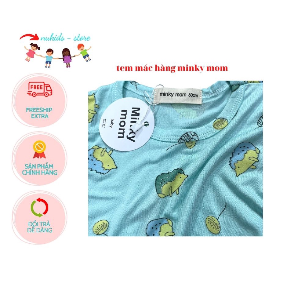 Bộ ngắn tay minkymom in hình gà gấu cho bé trai/ bé gái