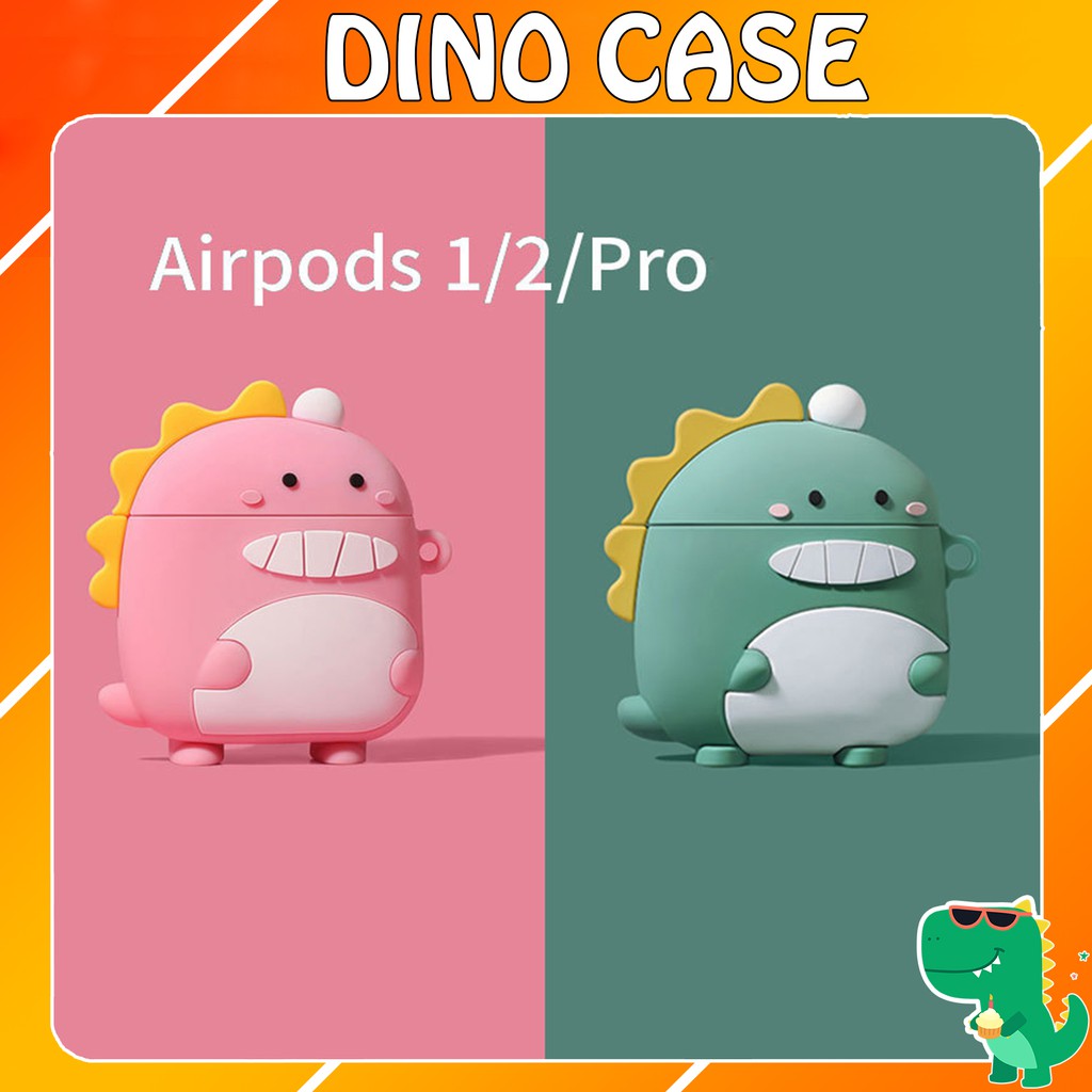 Case Airpod - Ốp airpod - Vỏ đựng tai nghe Airpod  1, 2 Airpodpro Khủng Long Bờm vàng chống va đập