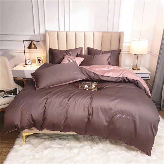 Bộ Chăn Ga Gối Lụa LIDACO cotton lụa trơn bóng sợi vải 60s nhiều mẫu lựa chọn