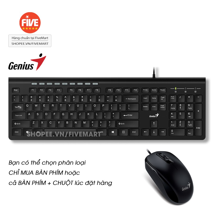 [ Gõ Êm Mượt Cực Bền ] Bàn Phím Và Chuột Máy Tính Có Dây Genius SlimStar-230 Tích Hợp Phím Multimedia, Chính Hãng GENIUS | BigBuy360 - bigbuy360.vn