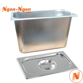 Khay đựng topping, thức ăn inox GN 1/3 (có nắp)