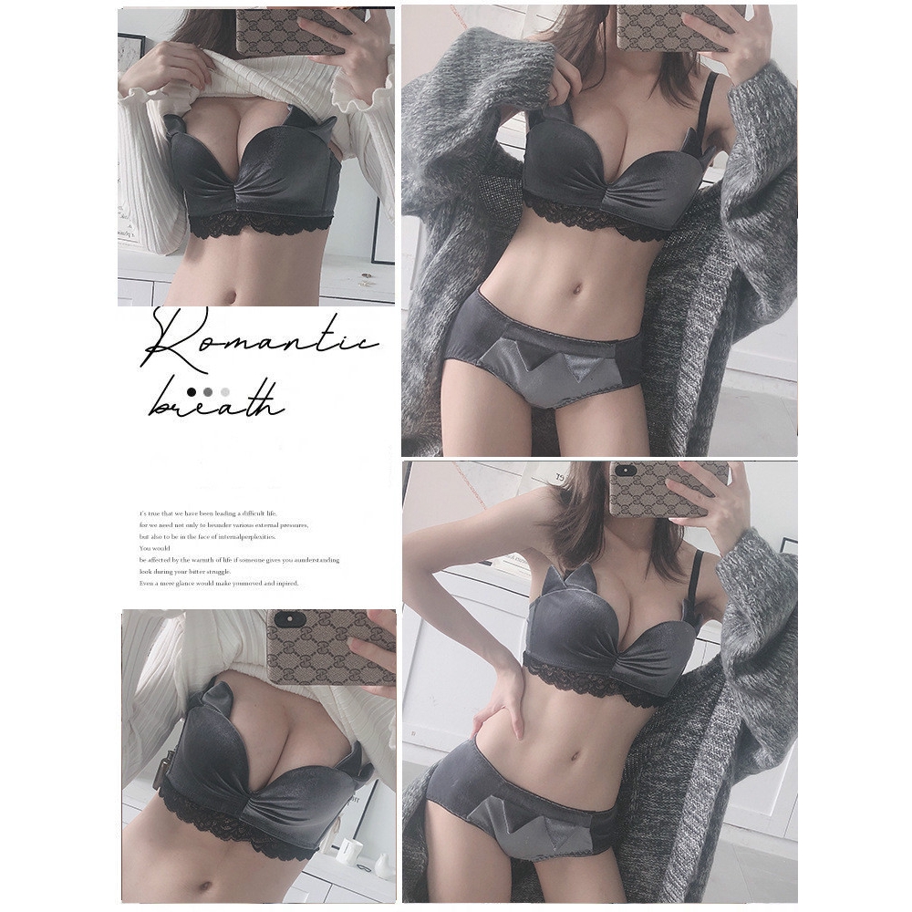 Gold velvet underwear gathered sexy lace no rim bra set | BigBuy360 - bigbuy360.vn