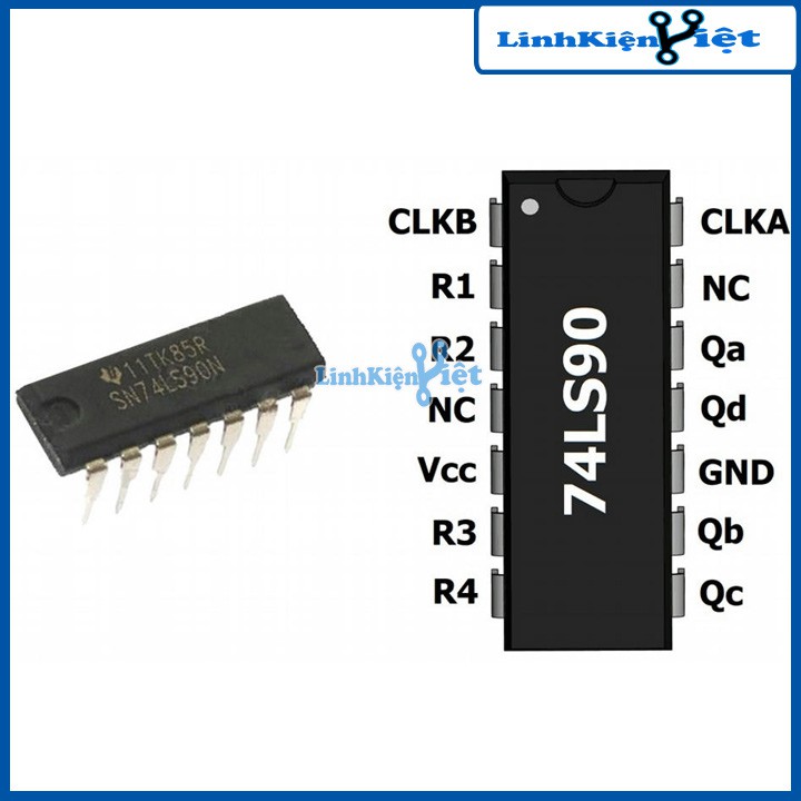 Đếm thập phân 74LS90 DIP14