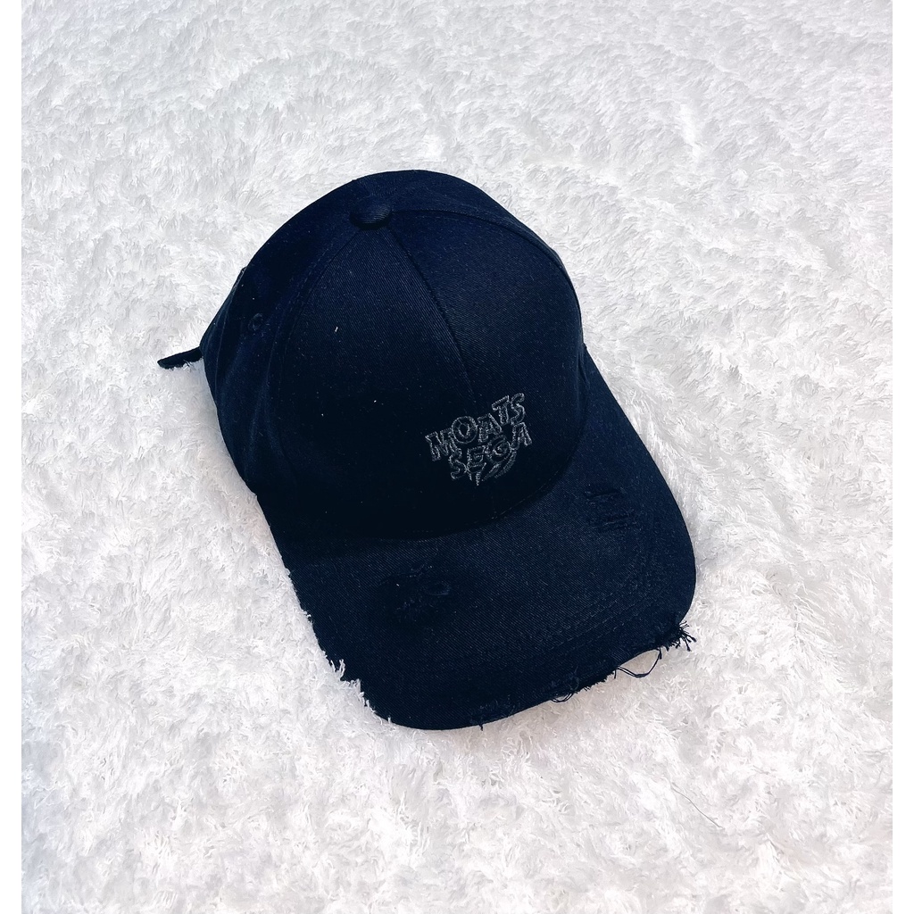 Mũ Lưỡi Trai Nón Kết Thêu Chữ Moats Sega Kiểu Rách Fashion 406 Phong Cách Ulzzang Form Unisex Nam Nữ - Hazo