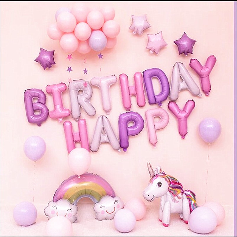 Set 25 Bong Bóng Hình Kỳ Lân Trang Trí Tiệc Sinh Nhật Cho Bé