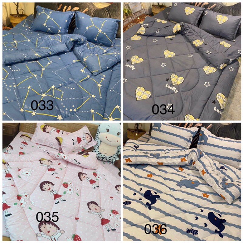 Trọn bộ 5 món ga gối chăn phao Poly Cotton có ruột bông dày loại 1 mẫu mới 2021 ( nhắn chọn mẫu ) | BigBuy360 - bigbuy360.vn