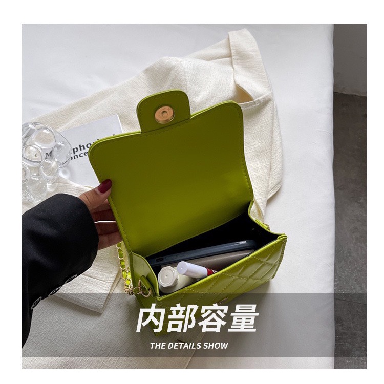 Túi đeo chéo nữ, Túi đeo vai da nắp gập da quả trám màu sắc basic dây điều chỉnh dễ phối đồ