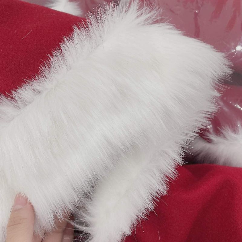 Áo khoác dạ đỏ mũ lông trắng siêu ấm BCi