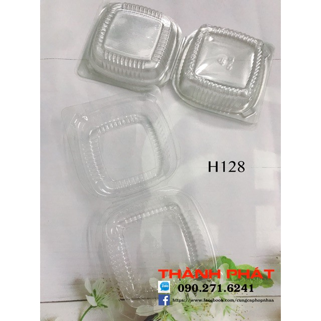 100 Hộp nhựa đựng bánh trong suốt nắp gài - hộp nhựa H128