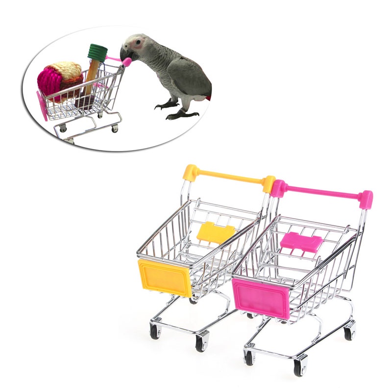 Đồ chơi xe đẩy siêu thị thu nhỏ làm đồ chơi cho vẹt